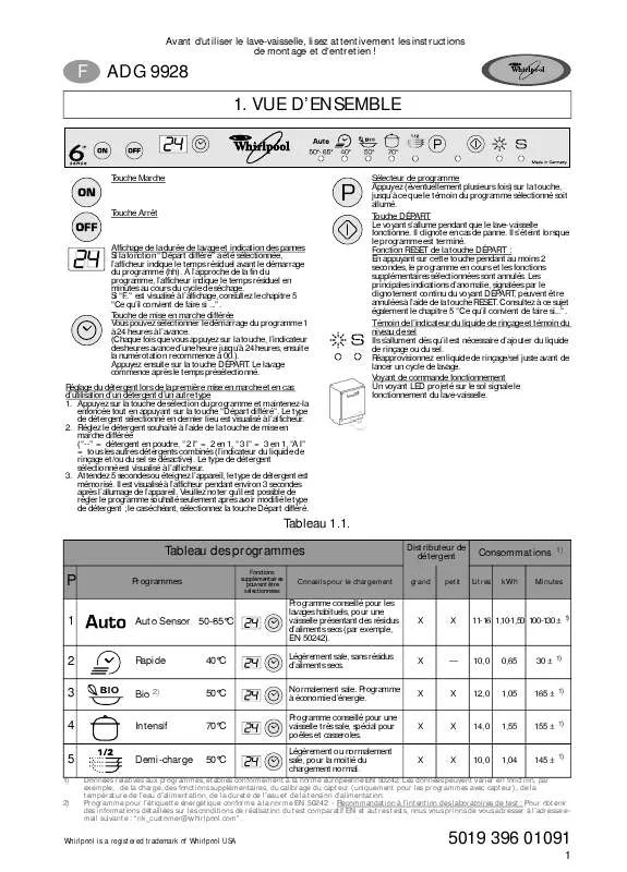 Mode d'emploi WHIRLPOOL ADG 9928/1