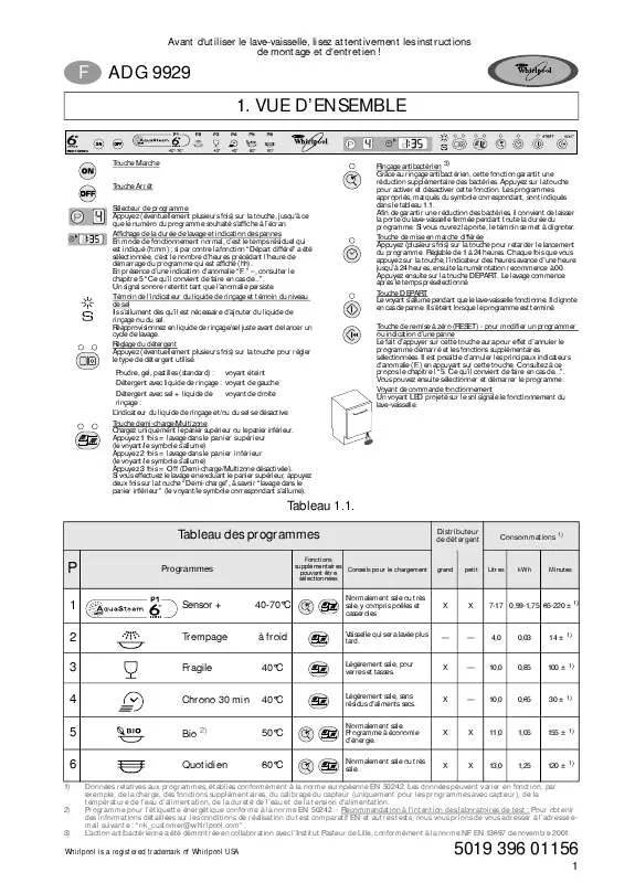 Mode d'emploi WHIRLPOOL ADG 9929/2