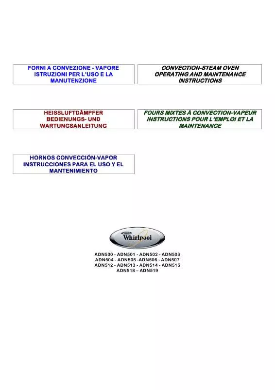 Mode d'emploi WHIRLPOOL ADN 502