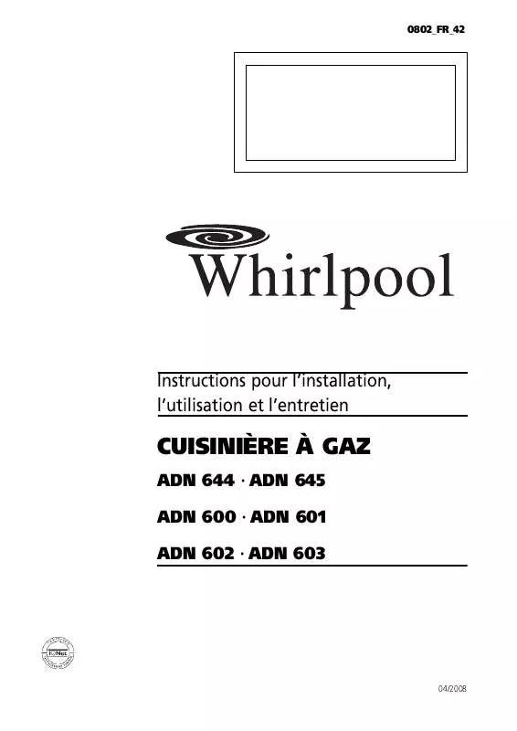 Mode d'emploi WHIRLPOOL ADN 603