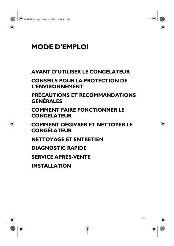 Mode d'emploi WHIRLPOOL AFG 3350