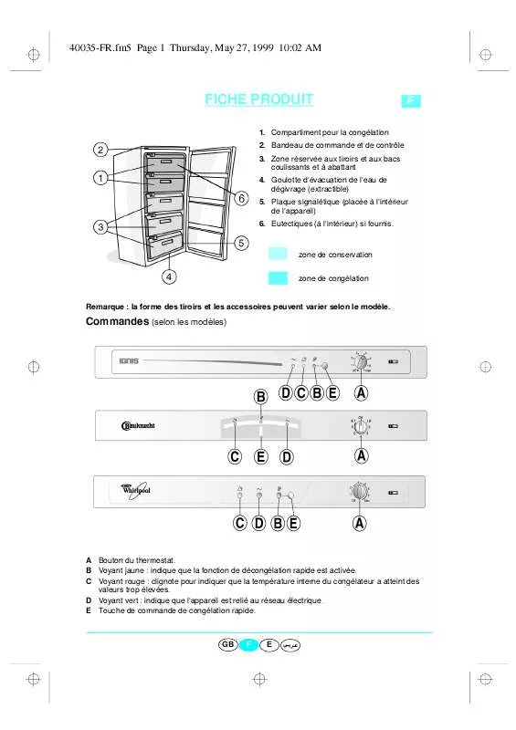 Mode d'emploi WHIRLPOOL AFG 380/G-T