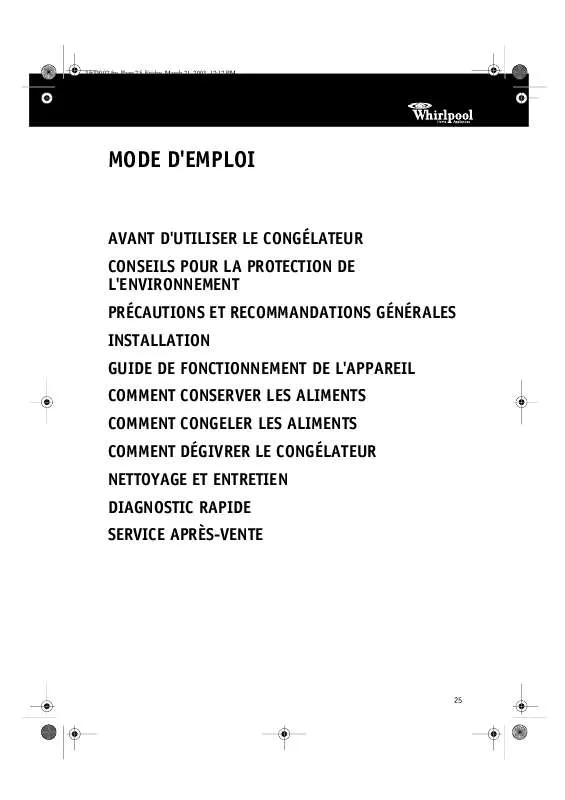 Mode d'emploi WHIRLPOOL AFG 605 DGT