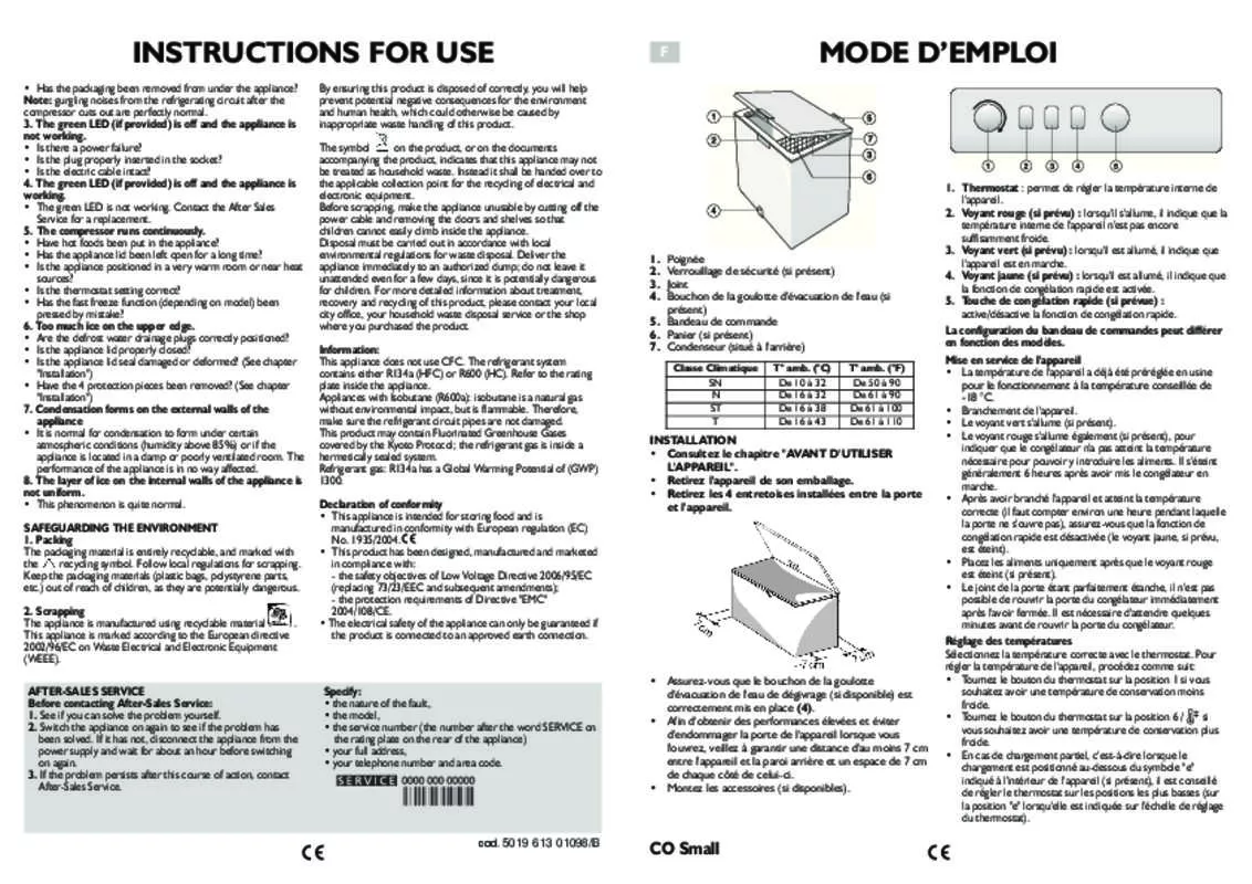 Mode d'emploi WHIRLPOOL AFG 6212 B