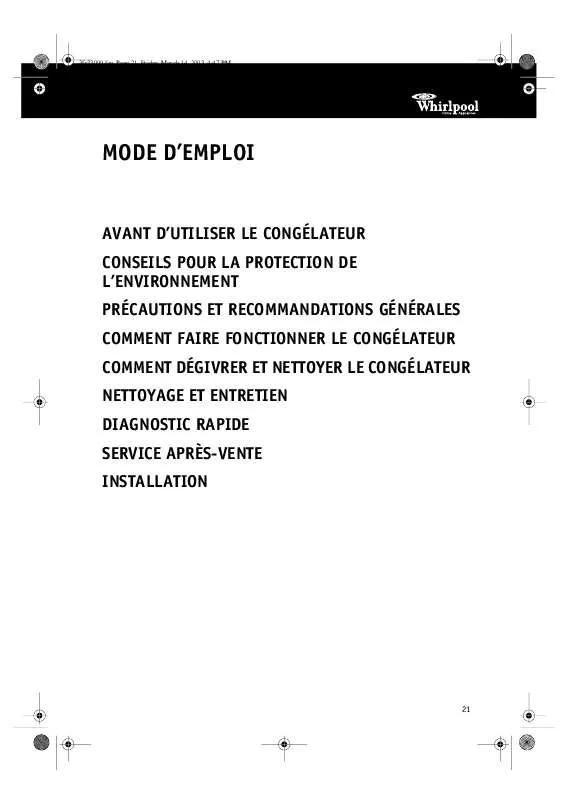 Mode d'emploi WHIRLPOOL AFG 7061