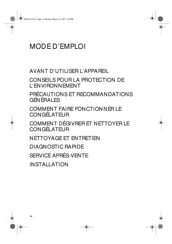 Mode d'emploi WHIRLPOOL AFG 757/G-T UPRIGHT FR