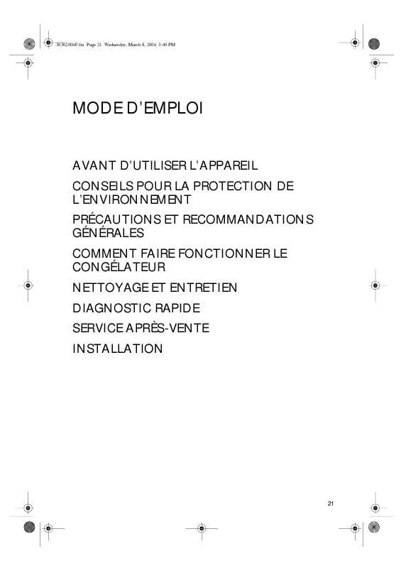 Mode d'emploi WHIRLPOOL AFG 821 NF