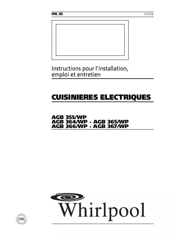 Mode d'emploi WHIRLPOOL AGB 364/WP