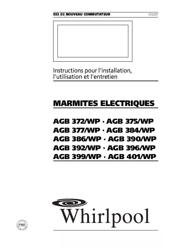 Mode d'emploi WHIRLPOOL AGB 396/WP