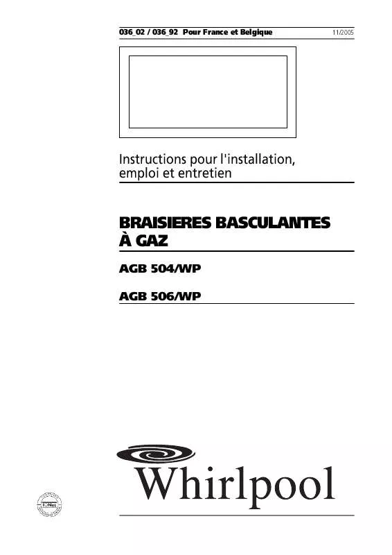 Mode d'emploi WHIRLPOOL AGB 506/WP