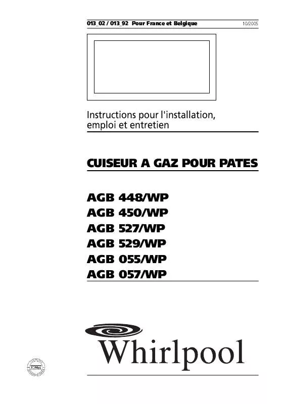 Mode d'emploi WHIRLPOOL AGB 527/WP