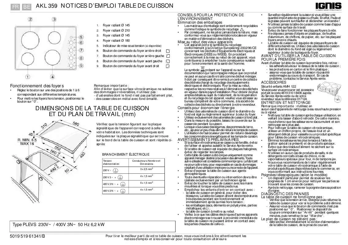 Mode d'emploi WHIRLPOOL AKL 359/NE/03