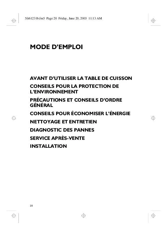 Mode d'emploi WHIRLPOOL AKL 701/NA