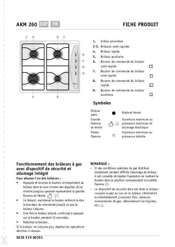 Mode d'emploi WHIRLPOOL AKM 260/AR