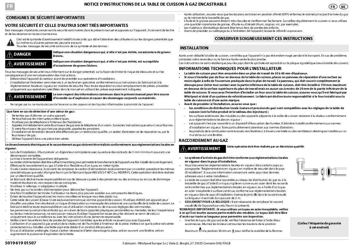 Mode d'emploi WHIRLPOOL AKM 261 NB