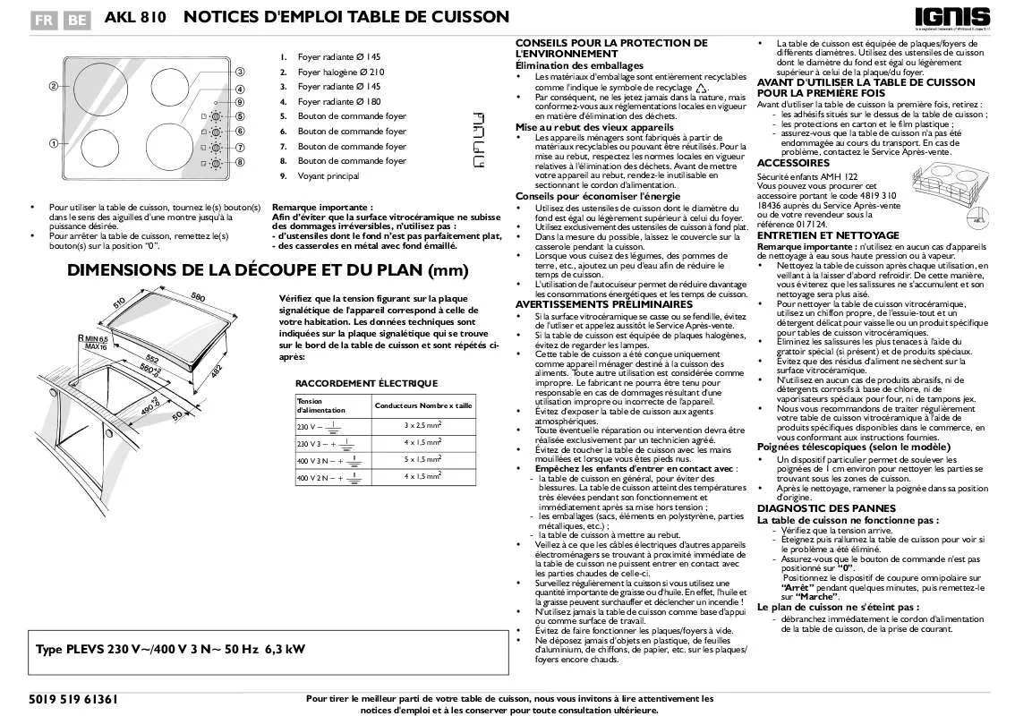 Mode d'emploi WHIRLPOOL AKM 403/NB