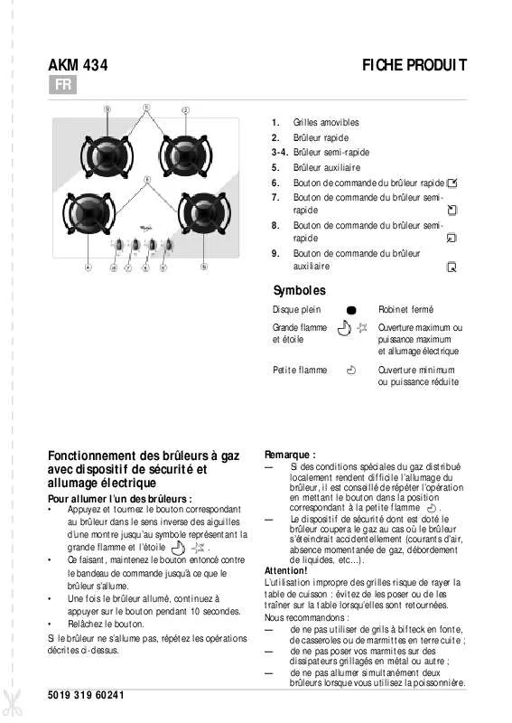 Mode d'emploi WHIRLPOOL AKM 434/WH