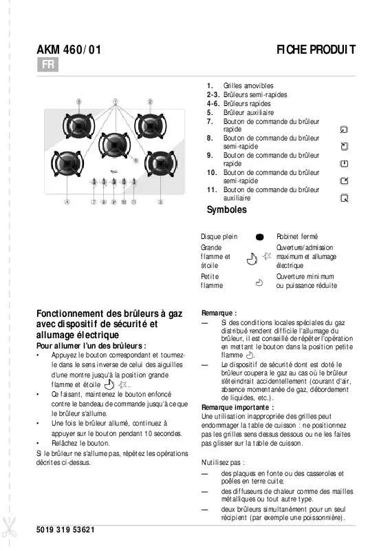 Mode d'emploi WHIRLPOOL AKM 460/NB/01