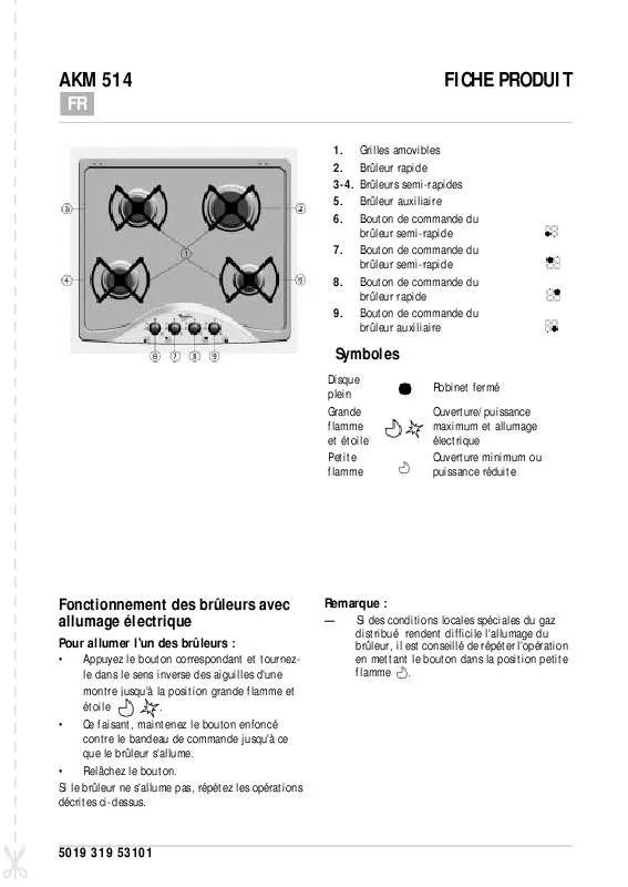 Mode d'emploi WHIRLPOOL AKM 514/IX/01