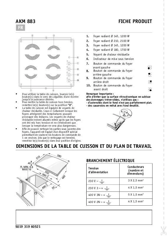 Mode d'emploi WHIRLPOOL AKM 883/NB