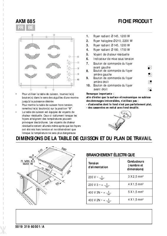 Mode d'emploi WHIRLPOOL AKM 885/NB