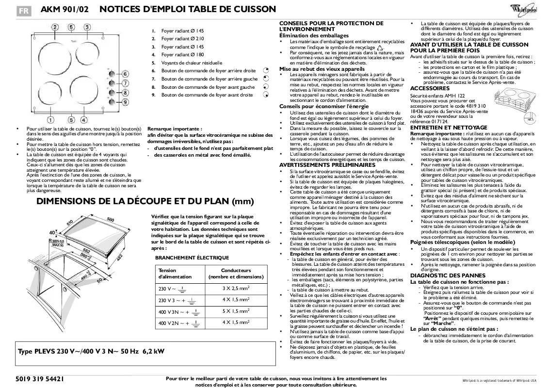 Mode d'emploi WHIRLPOOL AKM 901/NE/02