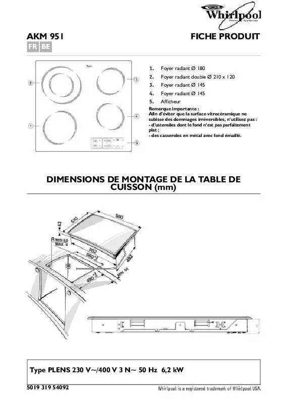 Mode d'emploi WHIRLPOOL AKM 951/G/IX/01