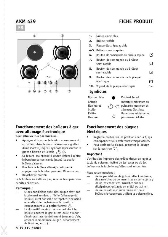 Mode d'emploi WHIRLPOOL AKM439/NB