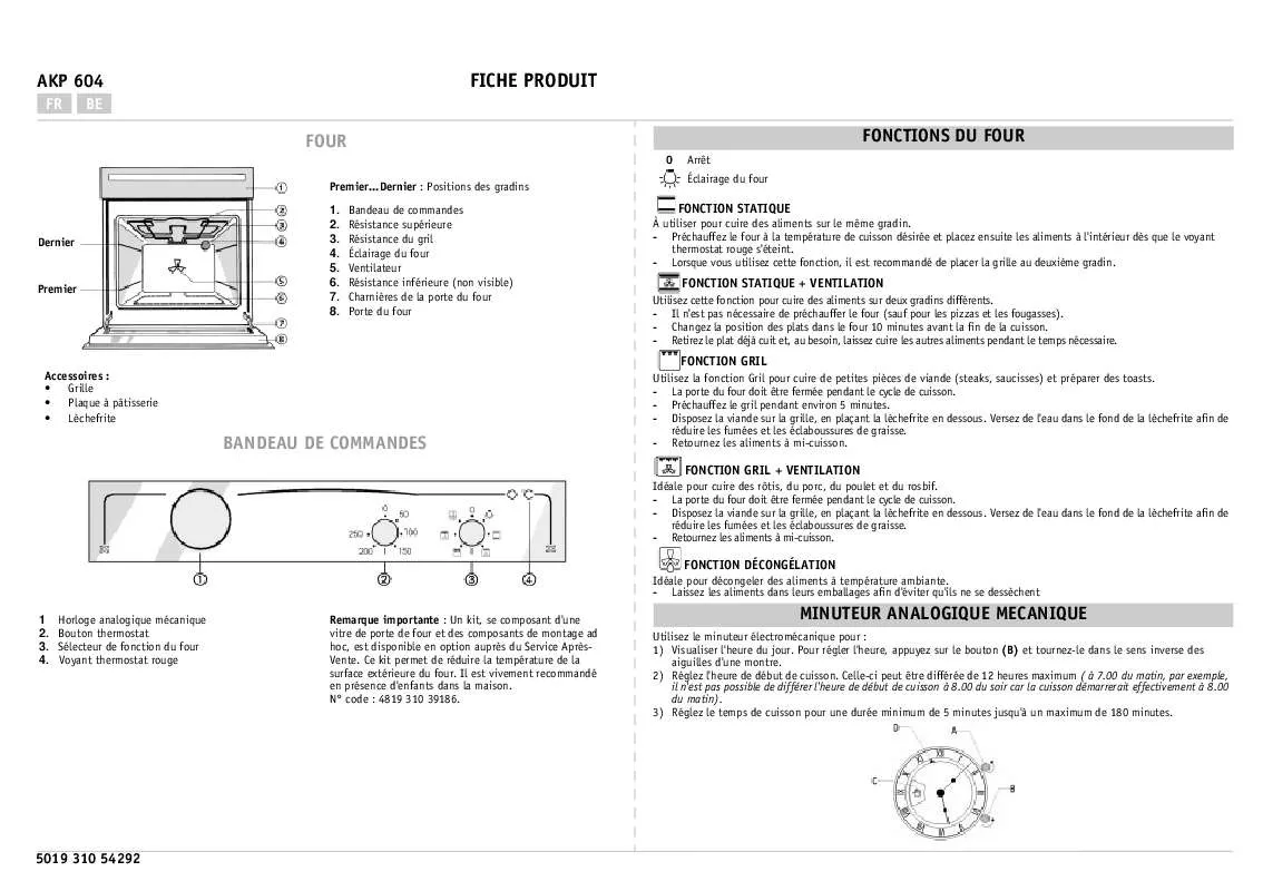 Mode d'emploi WHIRLPOOL AKP 604/01