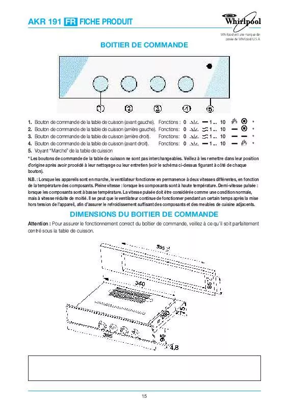 Mode d'emploi WHIRLPOOL AKR 191/IX/02