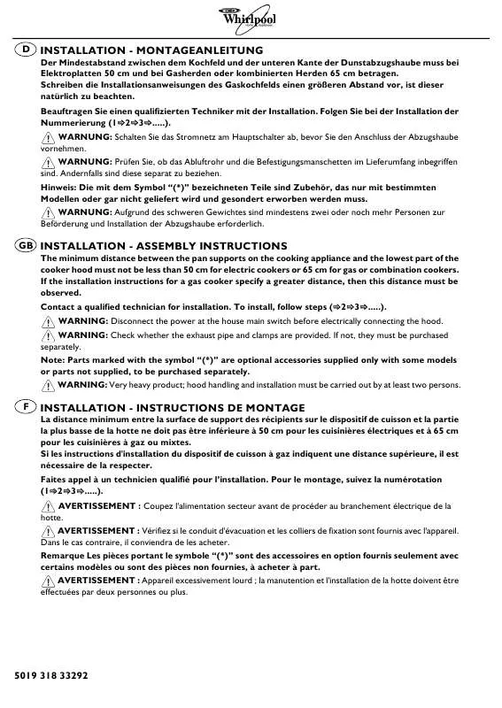 Mode d'emploi WHIRLPOOL AKR 697 IX