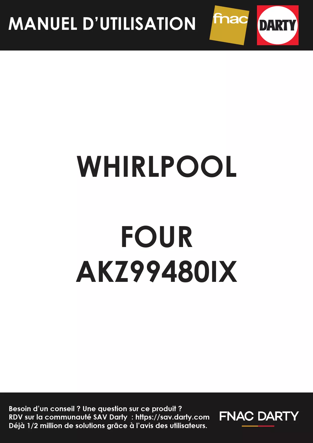 Mode d'emploi WHIRLPOOL AKZ99480IX