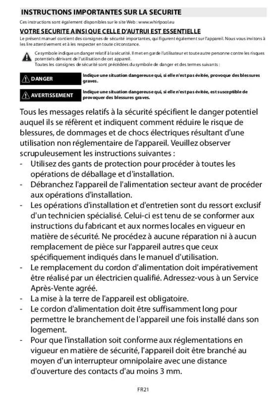 Mode d'emploi WHIRLPOOL AKZM775IXL