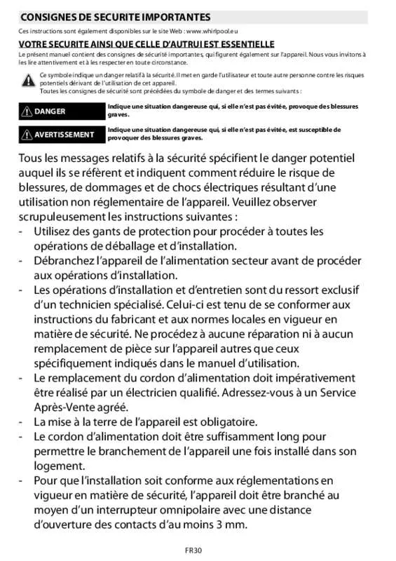 Mode d'emploi WHIRLPOOL AKZM8910IXL