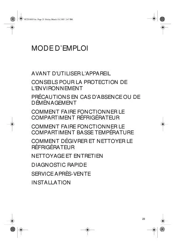 Mode d'emploi WHIRLPOOL ARA 22