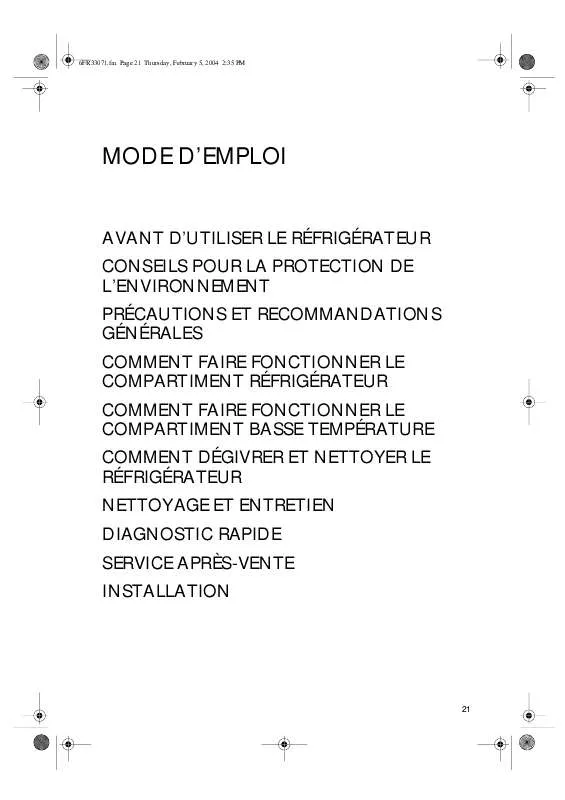 Mode d'emploi WHIRLPOOL ARC 1421