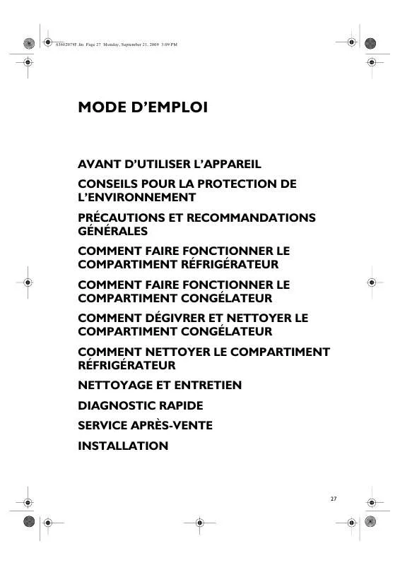 Mode d'emploi WHIRLPOOL ARC 2220 WH