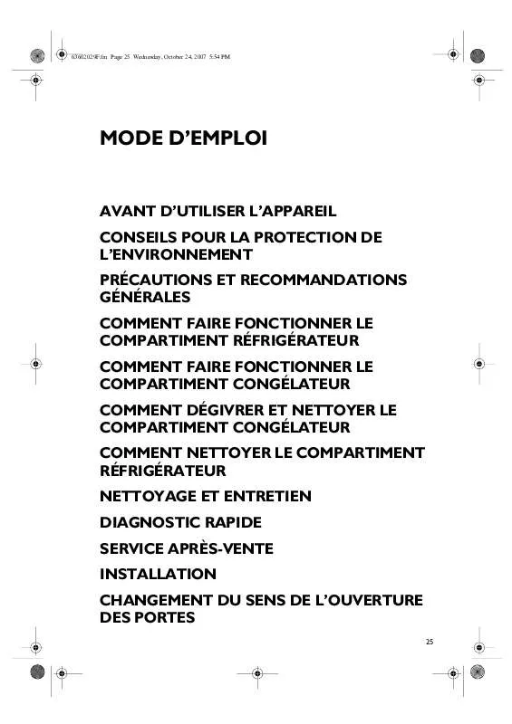 Mode d'emploi WHIRLPOOL ARC 2343/AL