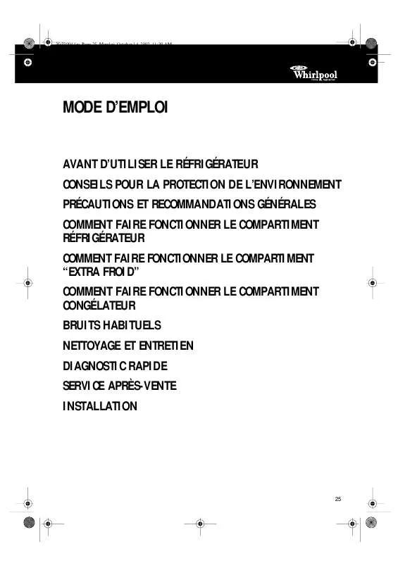 Mode d'emploi WHIRLPOOL ARC 4010