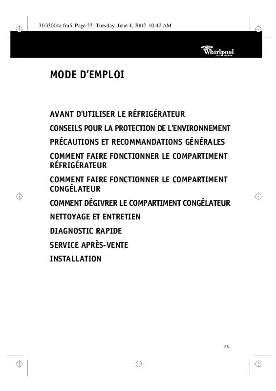 Mode d'emploi WHIRLPOOL ARC 6720/DF