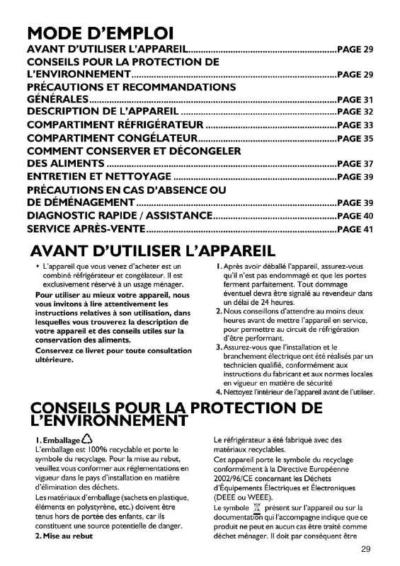 Mode d'emploi WHIRLPOOL ARC 8120/1/IX