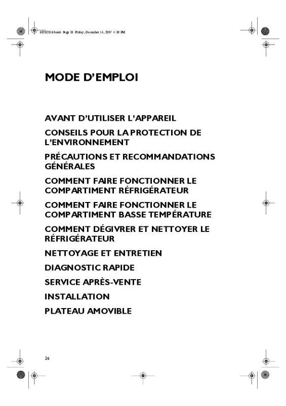 Mode d'emploi WHIRLPOOL ARC4209IXCAN