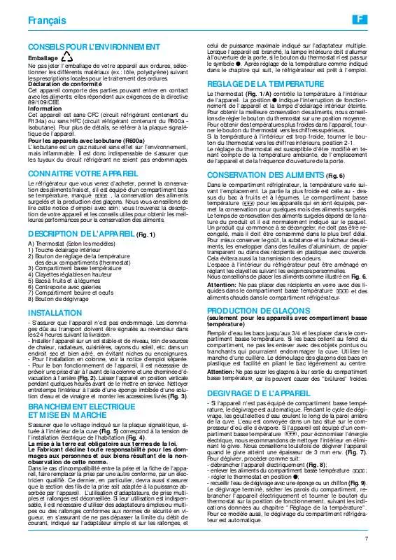 Mode d'emploi WHIRLPOOL ARG 417/1/G