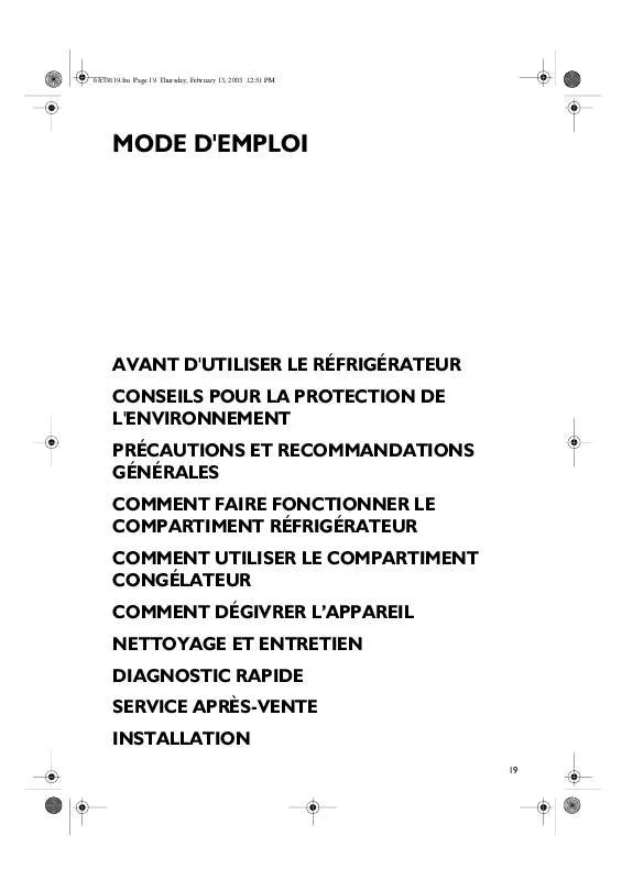 Mode d'emploi WHIRLPOOL ARG 947/3