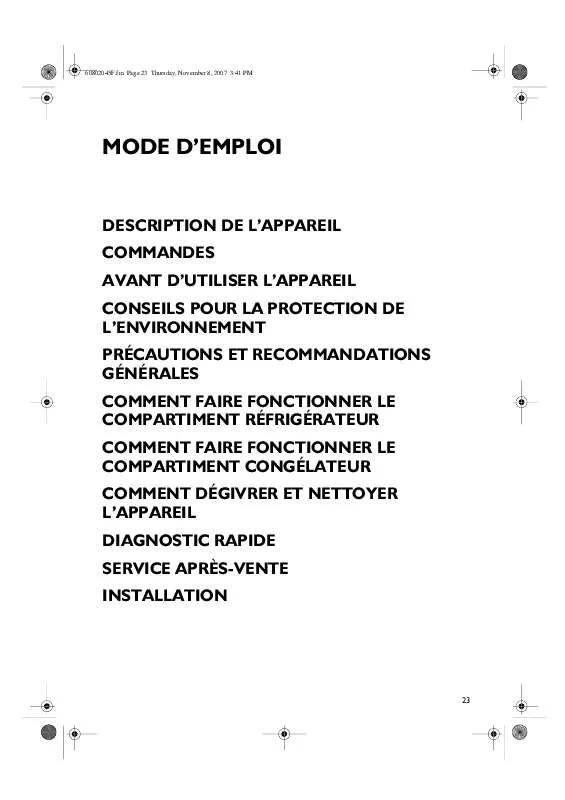 Mode d'emploi WHIRLPOOL ARG449/A