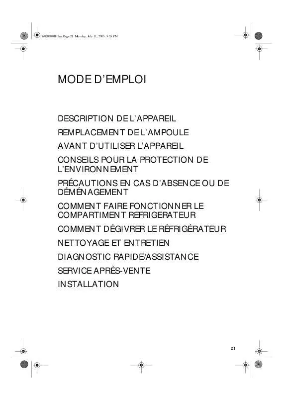 Mode d'emploi WHIRLPOOL ARL 620/S