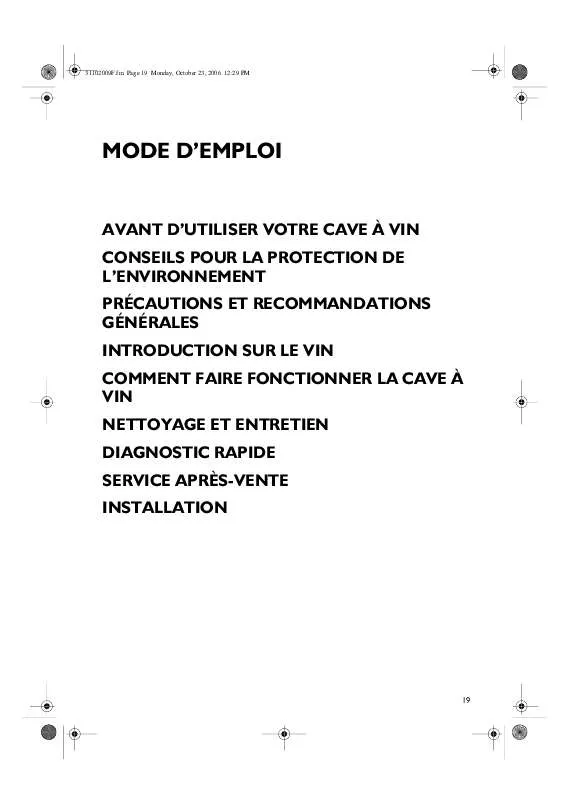 Mode d'emploi WHIRLPOOL ARZ000W-LH