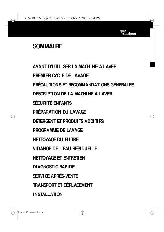 Mode d'emploi WHIRLPOOL AWM 1400 EX