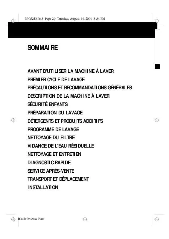 Mode d'emploi WHIRLPOOL AWM 800 EX