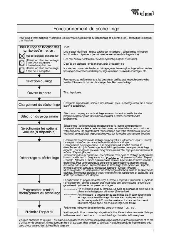 Mode d'emploi WHIRLPOOL AWZ 3418 WP